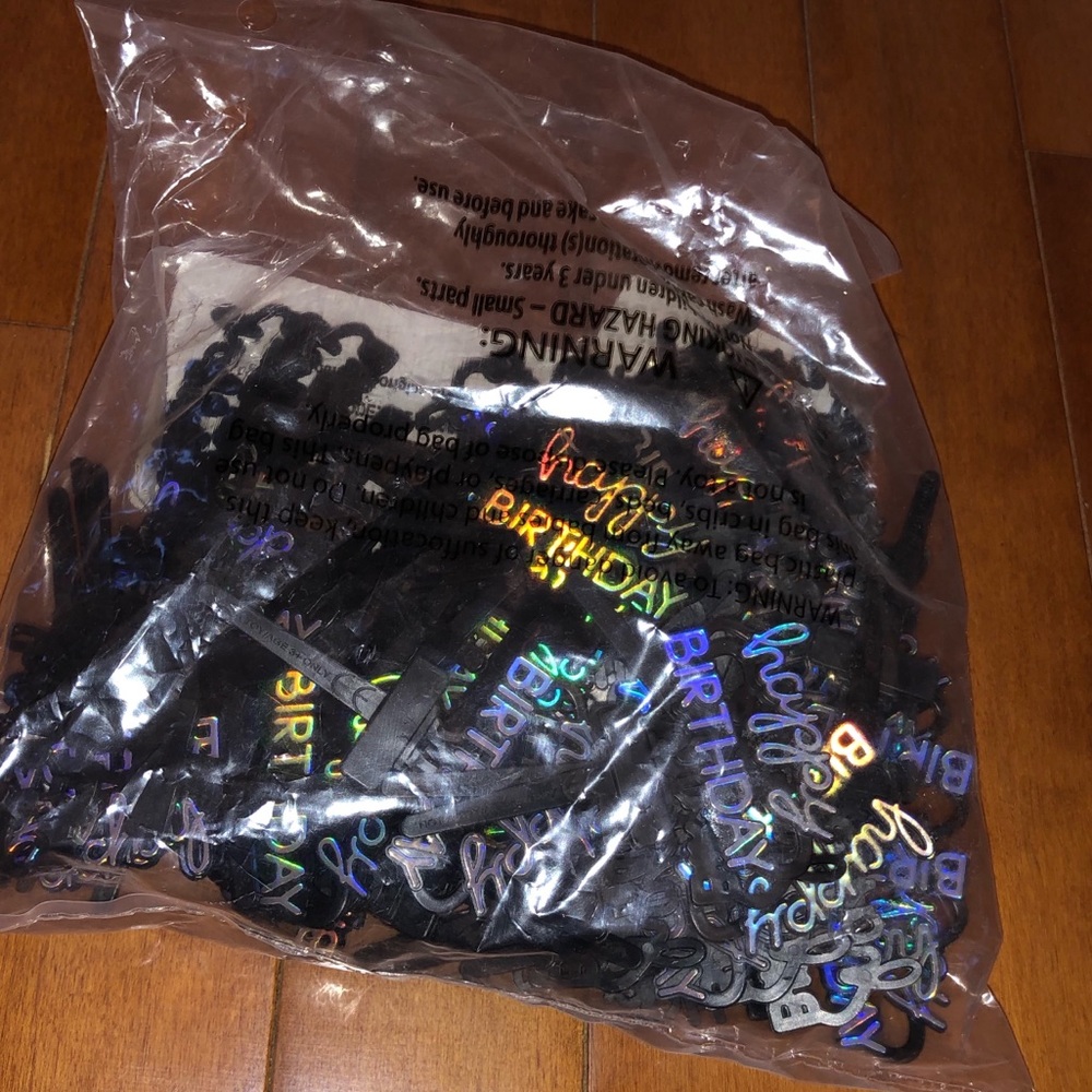 Lot of Happy Birthday Cupcake Toppers Black Holographic